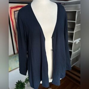 Eileen Fisher 100% merino wool navy cardigan